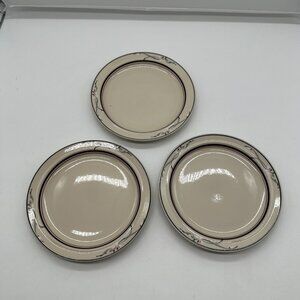 NOS New Epoch Set of 3 Salad Plate Plates 7" Edici Flowers Cream Blue Pi…